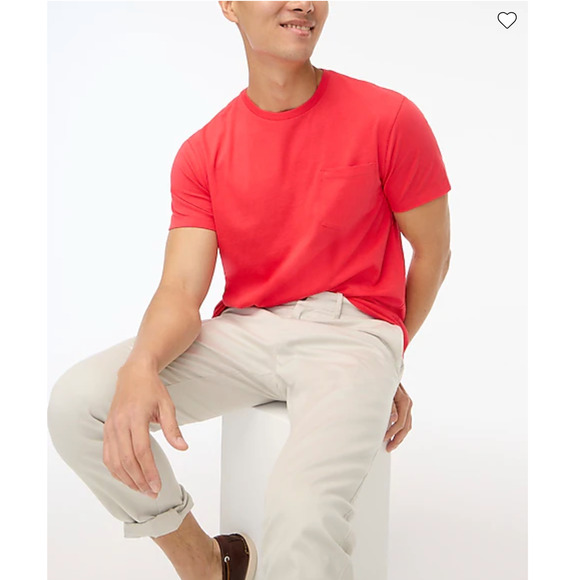 NWT J. Crew Men's Ripe Strawberry Red Washed Jersey Pocket Tee - Picture 8 of 11